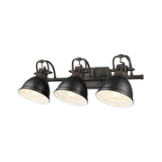 Golden Lighting Duncan 24in 3-Light Vanity Light | Farmhouse Rubbed Bronze and Matte Black Steel | Bathroom & Powder Room | Model 3602-BA3 RBZ-BLK