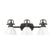 Golden Lighting Duncan 3-Light Vanity Light | Country Farmhouse Rubbed Bronze and White Steel | Bathroom Vanity & Powder Room | Model 3602-BA3 RBZ-WH