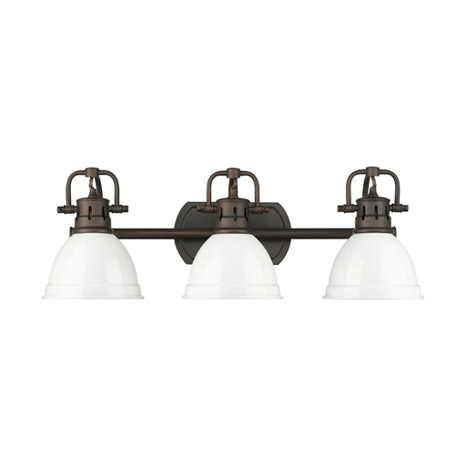 Golden Lighting Duncan 3-Light Vanity Light | Country Farmhouse Rubbed Bronze and White Steel | Bathroom Vanity & Powder Room | Model 3602-BA3 RBZ-WH