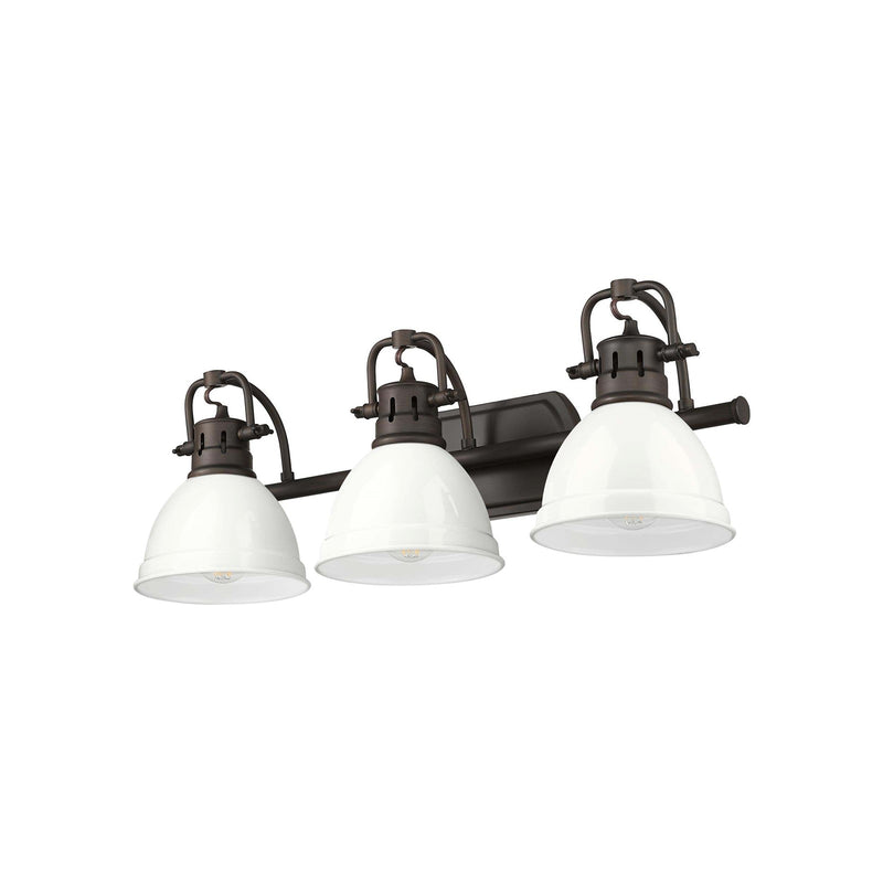 Golden Lighting Duncan 3-Light Vanity Light | Country Farmhouse Rubbed Bronze and White Steel | Bathroom Vanity & Powder Room | Model 3602-BA3 RBZ-WH