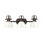 Golden Lighting Duncan 3-Light Vanity Light | Country Farmhouse Rubbed Bronze and White Steel | Bathroom Vanity & Powder Room | Model 3602-BA3 RBZ-WH