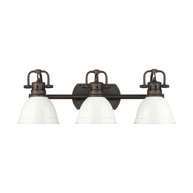 Golden Lighting Duncan 3-Light Vanity Light | Country Farmhouse Rubbed Bronze and White Steel | Bathroom Vanity & Powder Room | Model 3602-BA3 RBZ-WH