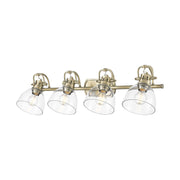 Golden Lighting Duncan 33in 4-Light Vanity Light | Farmhouse Aged Brass and Clear Glass | Bathroom Vanity & Powder Room | Model 3602-BA4 AB-CLR