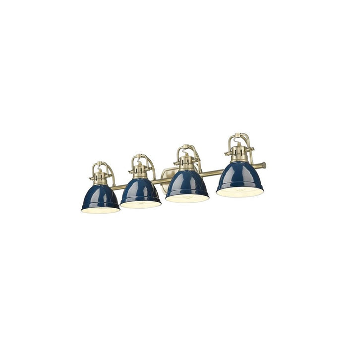 Golden Duncan 4-Light Vanity Light, Aged Brass/Navy Blue