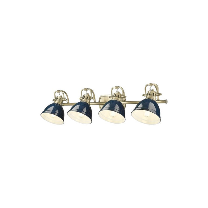 Golden Duncan 4-Light Vanity Light, Aged Brass/Navy Blue