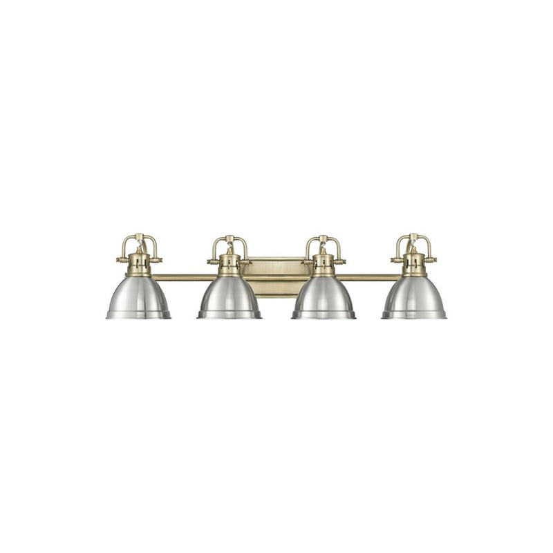 Golden Lighting Duncan 4-Light Vanity Light, Aged Brass/Pewter - 3602-BA4AB-PW