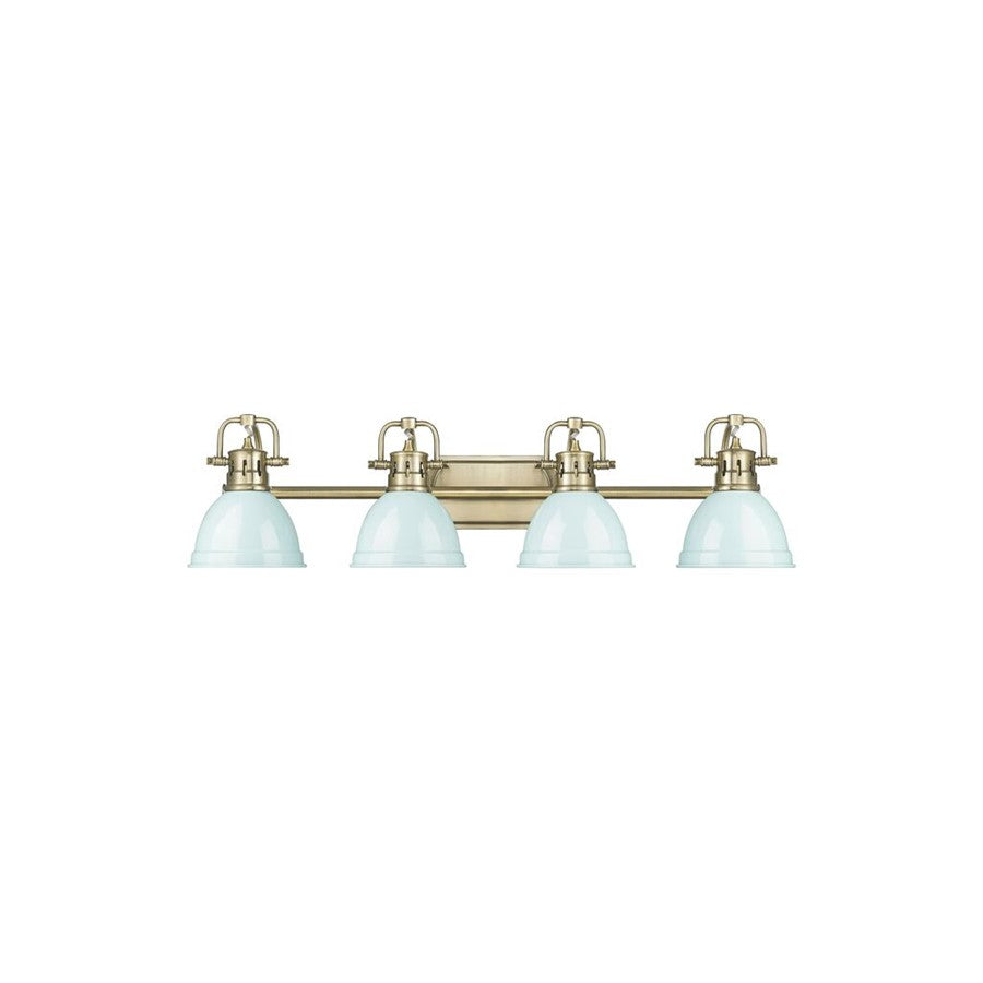 Golden Lighting Duncan 4-Light Vanity Light, Aged Brass/Seafoam - 3602-BA4AB-SF