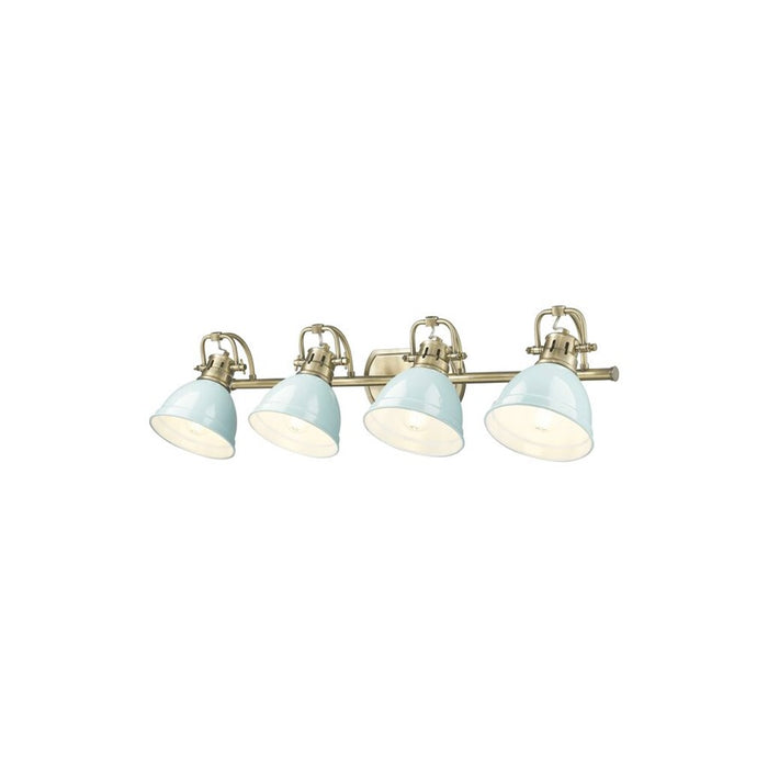 Golden Lighting Duncan 4-Light Vanity Light, Aged Brass/Seafoam