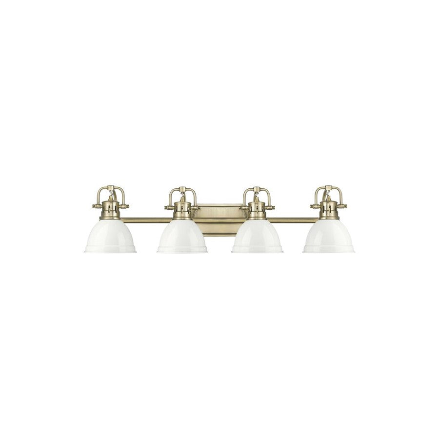 Golden Lighting Duncan 4-Light Vanity Light, Aged Brass/White - 3602-BA4AB-WH