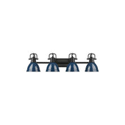 Golden Duncan 4-Light Vanity Light, Matte Black/Navy Blue - 3602-BA4BLK-NVY