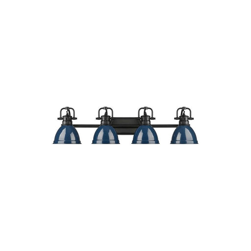 Golden Duncan 4-Light Vanity Light, Matte Black/Navy Blue - 3602-BA4BLK-NVY