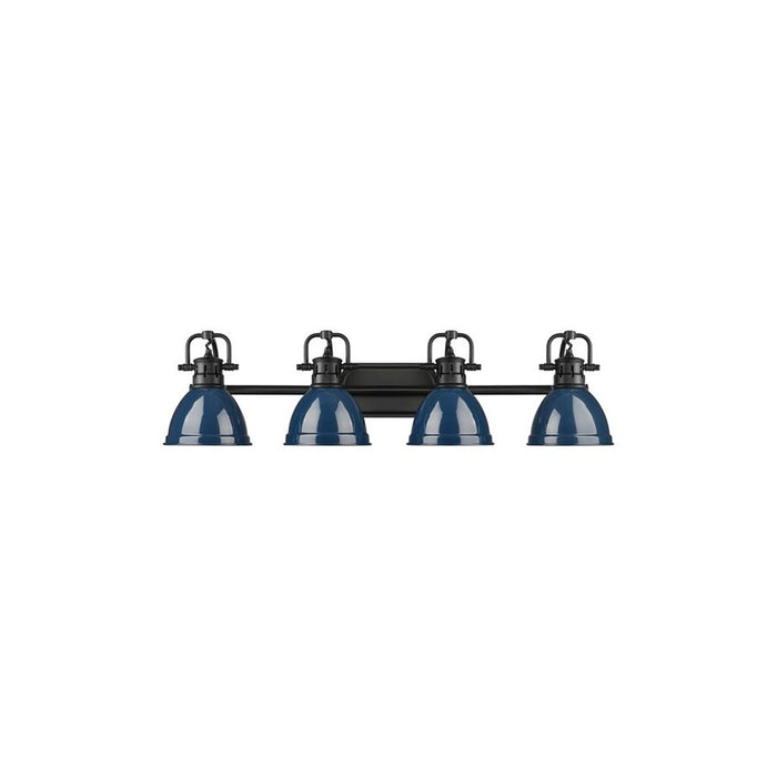 Golden Duncan 4-Light Vanity Light, Matte Black/Navy Blue - 3602-BA4BLK-NVY