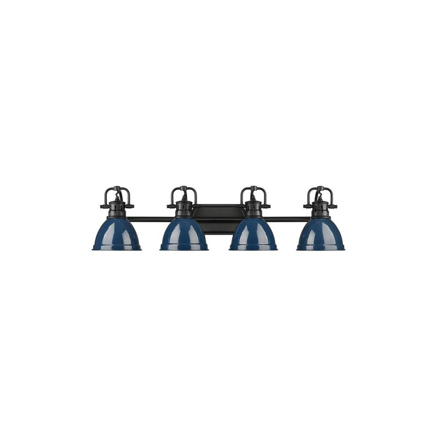 Golden Duncan 4-Light Vanity Light, Matte Black/Navy Blue - 3602-BA4BLK-NVY