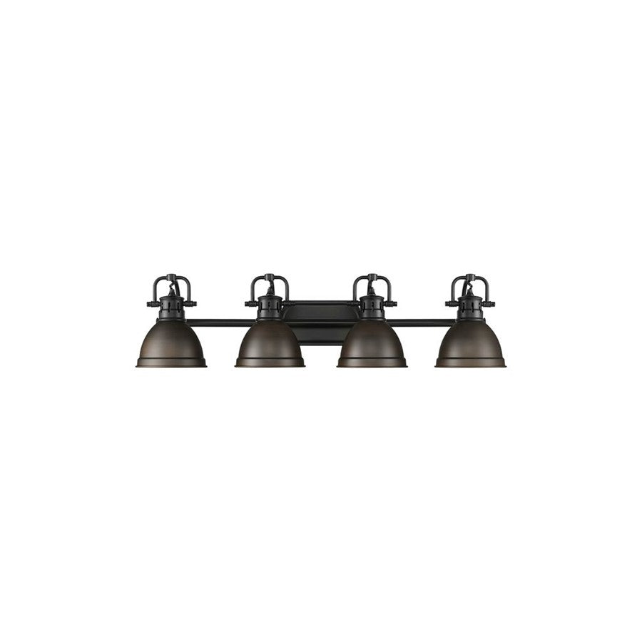 Golden Duncan 4-Light Vanity Light, Matte Black/Rubbed Bronze - 3602-BA4BLK-RBZ