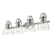 Golden Lighting Duncan 33in 4-Light Vanity Light | Farmhouse Chrome and Clear Glass | Bathroom Vanity & Powder Room | Model 3602-BA4 CH-CLR