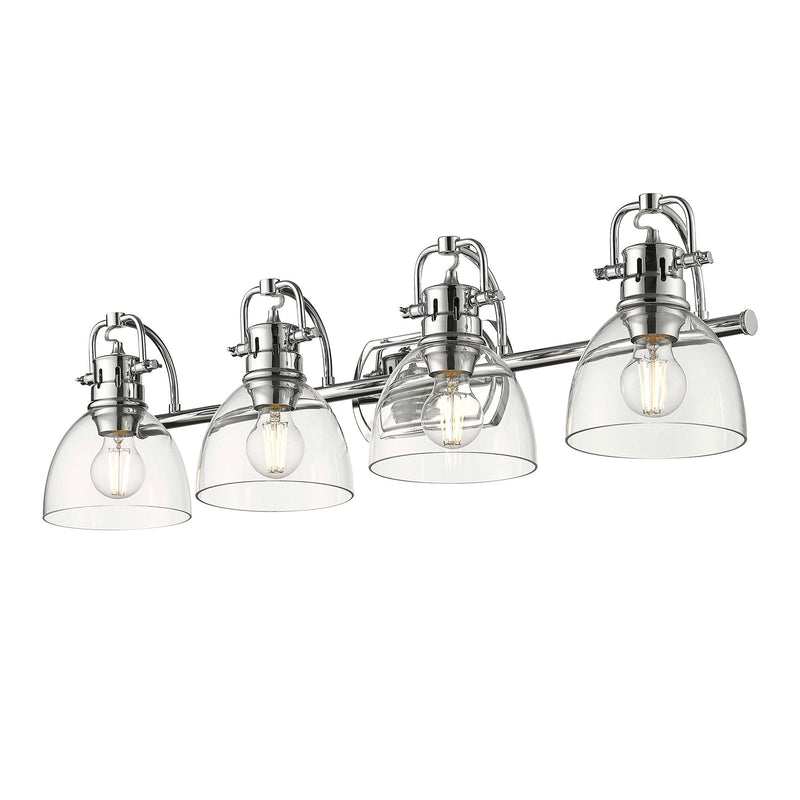 Golden Lighting Duncan 33in 4-Light Vanity Light | Farmhouse Chrome and Clear Glass | Bathroom Vanity & Powder Room | Model 3602-BA4 CH-CLR
