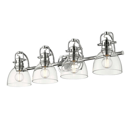 Golden Lighting Duncan 33in 4-Light Vanity Light | Farmhouse Chrome and Clear Glass | Bathroom Vanity & Powder Room | Model 3602-BA4 CH-CLR