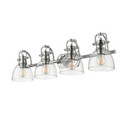 Golden Lighting Duncan 33in 4-Light Vanity Light | Farmhouse Chrome and Clear Glass | Bathroom Vanity & Powder Room | Model 3602-BA4 CH-CLR