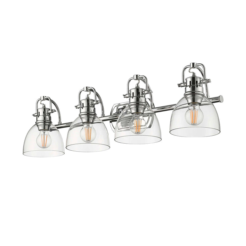 Golden Lighting Duncan 33in 4-Light Vanity Light | Farmhouse Chrome and Clear Glass | Bathroom Vanity & Powder Room | Model 3602-BA4 CH-CLR