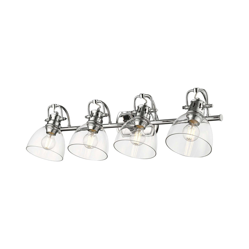 Golden Lighting Duncan 33in 4-Light Vanity Light | Farmhouse Chrome and Clear Glass | Bathroom Vanity & Powder Room | Model 3602-BA4 CH-CLR