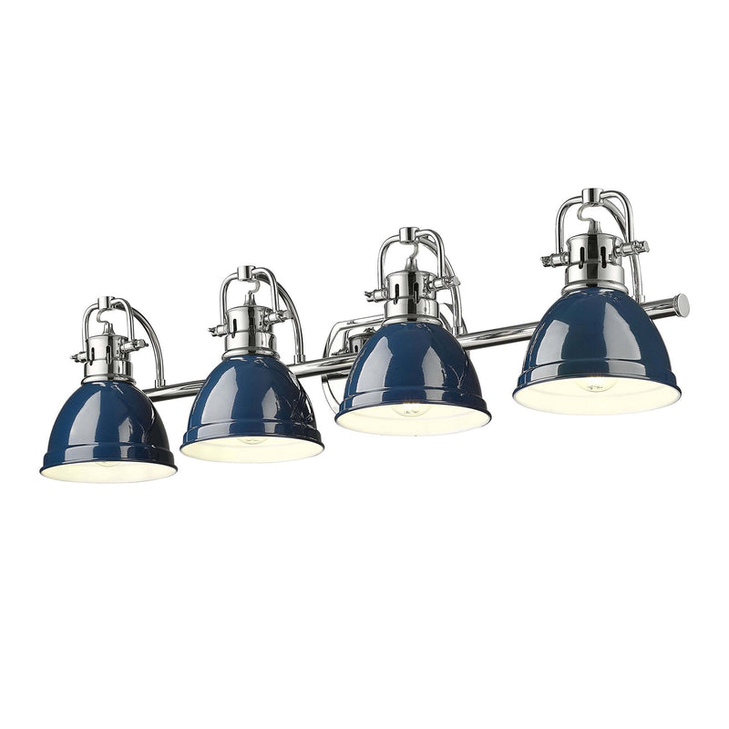 Golden Lighting Duncan 33in 4-Light Vanity Light | Farmhouse Chrome and Clear Glass | Bathroom Vanity & Powder Room | Model 3602-BA4 CH-CLR