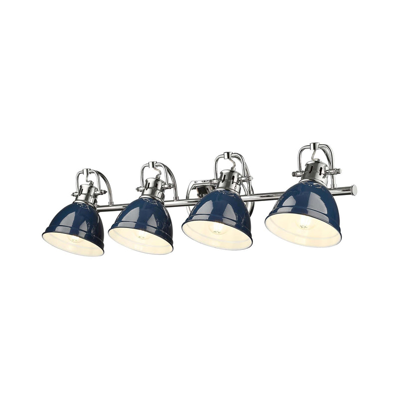 Golden Lighting Duncan 33in 4-Light Vanity Light | Farmhouse Chrome and Clear Glass | Bathroom Vanity & Powder Room | Model 3602-BA4 CH-CLR