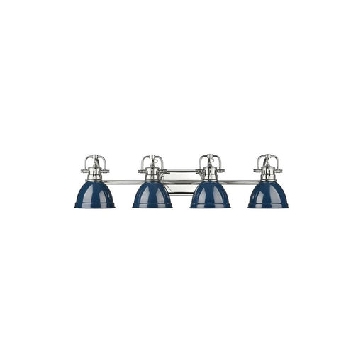 Golden Lighting Duncan 4-Light Vanity Light, Chrome/Navy Blue - 3602-BA4CH-NVY