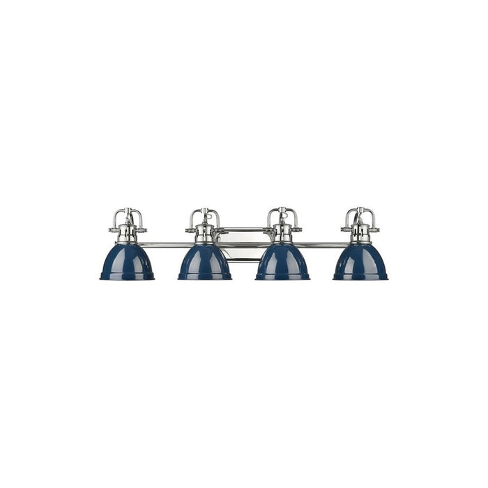 Golden Lighting Duncan 4-Light Vanity Light, Chrome/Navy Blue - 3602-BA4CH-NVY