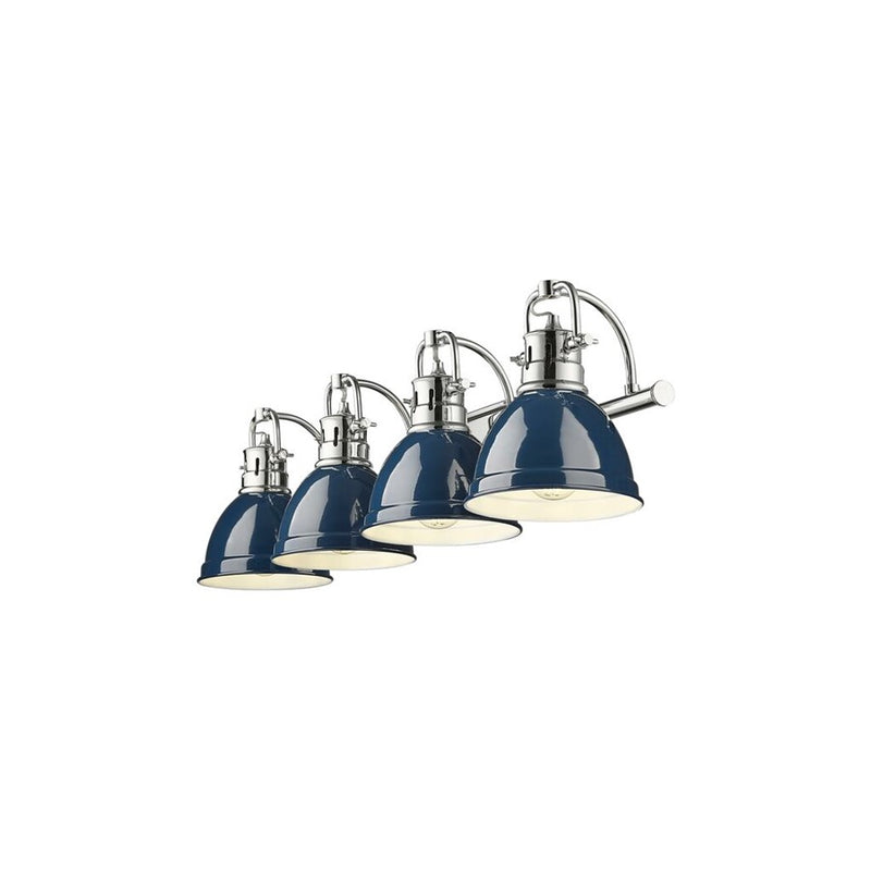Golden Lighting Duncan 4-Light Vanity Light, Chrome/Navy Blue