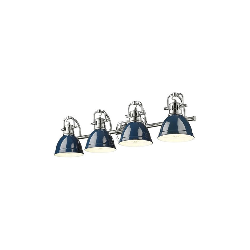 Golden Lighting Duncan 4-Light Vanity Light, Chrome/Navy Blue