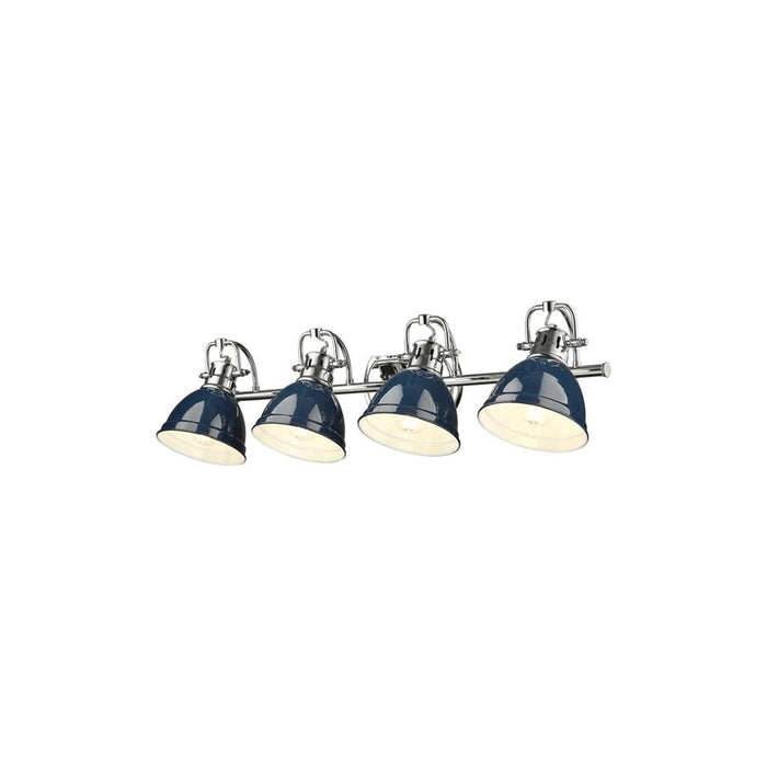 Golden Lighting Duncan 4-Light Vanity Light, Chrome/Navy Blue