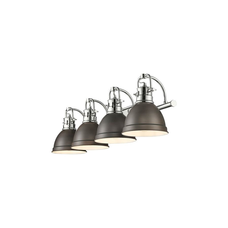 Golden Duncan 4-Light Vanity Light, Chrome/Rubbed Bronze
