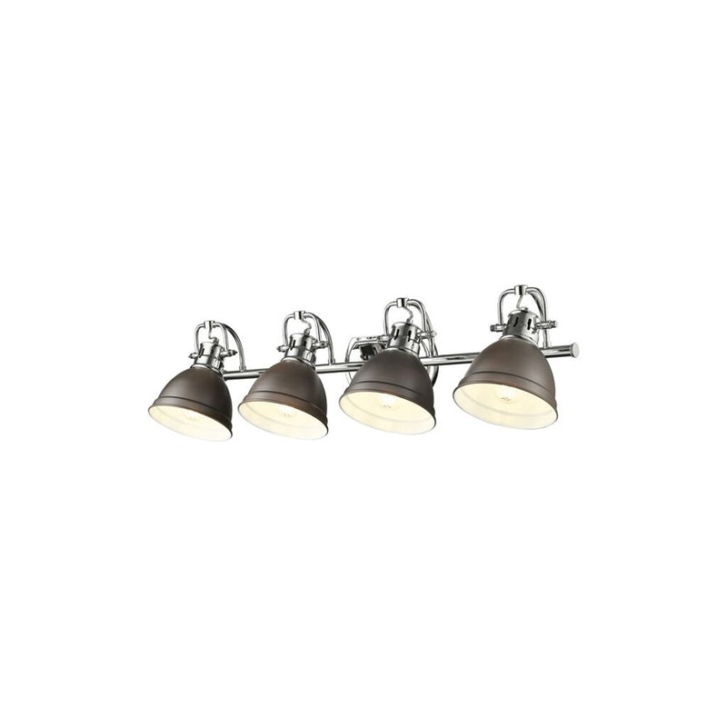 Golden Duncan 4-Light Vanity Light, Chrome/Rubbed Bronze