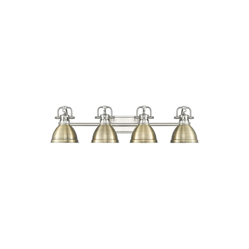 Golden Lighting Duncan 4-Light Vanity Light, Pewter/Aged Brass - 3602-BA4PW-AB