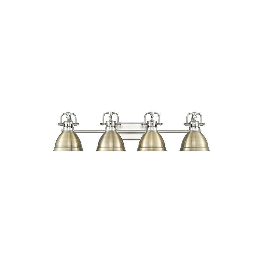 Golden Lighting Duncan 4-Light Vanity Light, Pewter/Aged Brass - 3602-BA4PW-AB