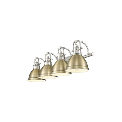 Golden Lighting Duncan 4-Light Vanity Light, Pewter/Aged Brass