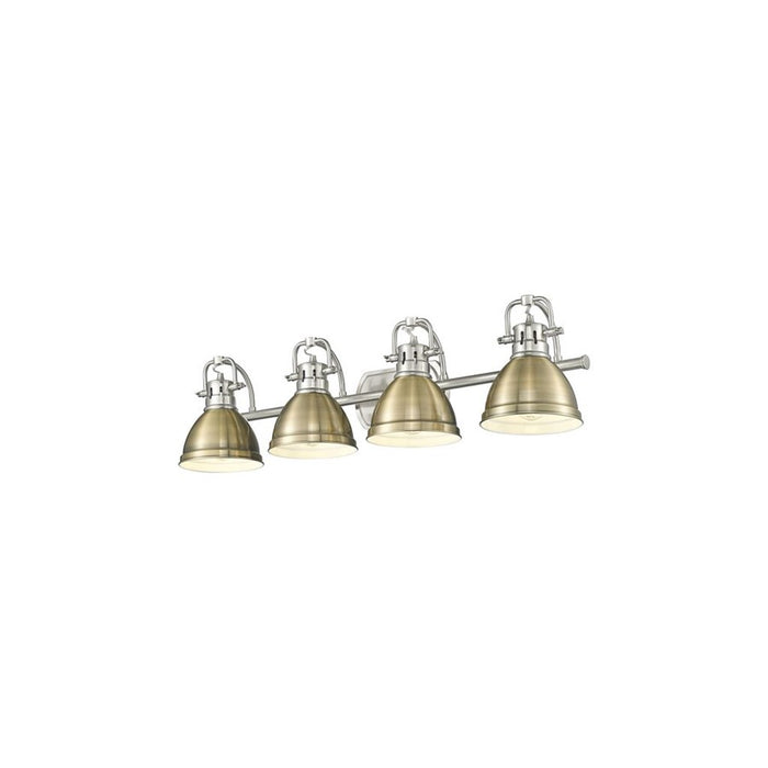 Golden Lighting Duncan 4-Light Vanity Light, Pewter/Aged Brass