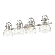 Golden Lighting Duncan 33in 4-Light Vanity Light | Farmhouse Pewter and Clear Glass | Bathroom & Powder Room | Model 3602-BA4 PW-CLR