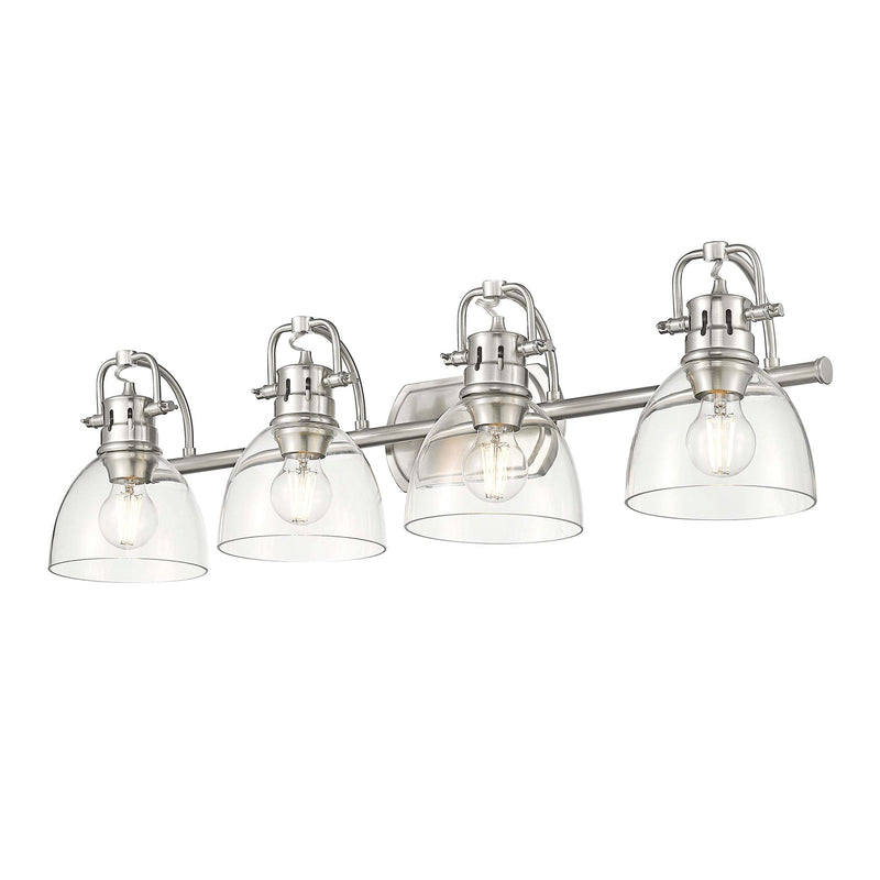 Golden Lighting Duncan 33in 4-Light Vanity Light | Farmhouse Pewter and Clear Glass | Bathroom & Powder Room | Model 3602-BA4 PW-CLR