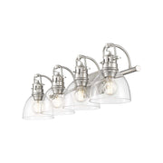 Golden Lighting Duncan 33in 4-Light Vanity Light | Farmhouse Pewter and Clear Glass | Bathroom & Powder Room | Model 3602-BA4 PW-CLR