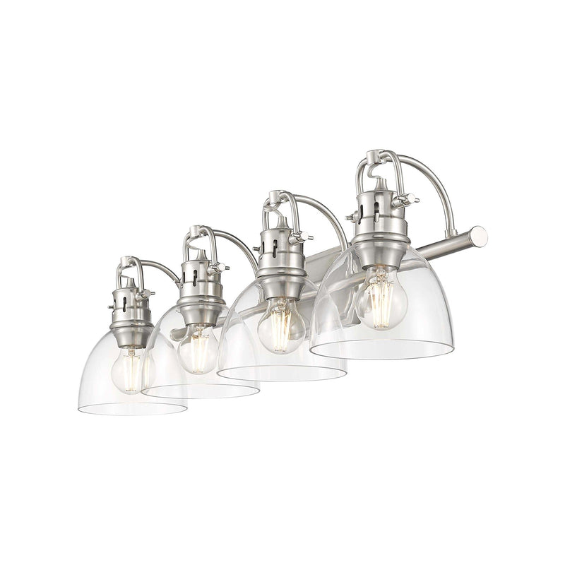Golden Lighting Duncan 33in 4-Light Vanity Light | Farmhouse Pewter and Clear Glass | Bathroom & Powder Room | Model 3602-BA4 PW-CLR
