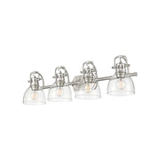 Golden Lighting Duncan 33in 4-Light Vanity Light | Farmhouse Pewter and Clear Glass | Bathroom & Powder Room | Model 3602-BA4 PW-CLR