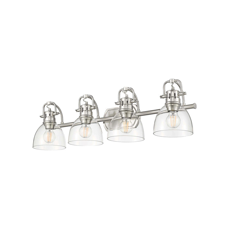 Golden Lighting Duncan 33in 4-Light Vanity Light | Farmhouse Pewter and Clear Glass | Bathroom & Powder Room | Model 3602-BA4 PW-CLR