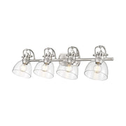 Golden Lighting Duncan 33in 4-Light Vanity Light | Farmhouse Pewter and Clear Glass | Bathroom & Powder Room | Model 3602-BA4 PW-CLR