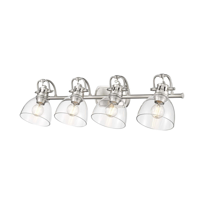 Golden Lighting Duncan 33in 4-Light Vanity Light | Farmhouse Pewter and Clear Glass | Bathroom & Powder Room | Model 3602-BA4 PW-CLR