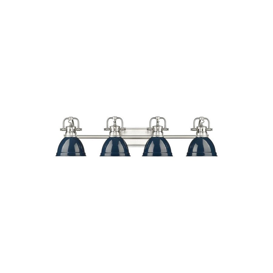 Golden Lighting Duncan 4-Light Vanity Light, Pewter/Navy Blue - 3602-BA4PW-NVY