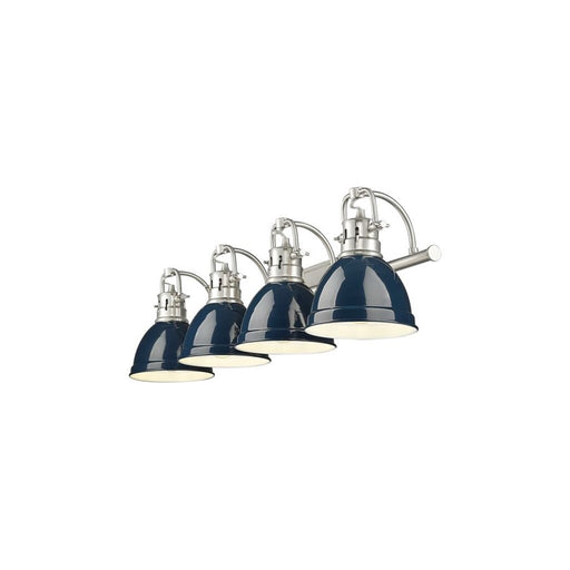 Golden Lighting Duncan 4-Light Vanity Light, Pewter/Navy Blue