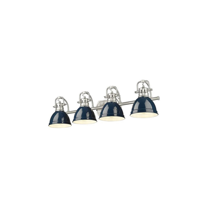 Golden Lighting Duncan 4-Light Vanity Light, Pewter/Navy Blue