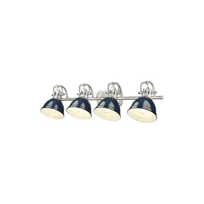 Golden Lighting Duncan 4-Light Vanity Light, Pewter/Navy Blue