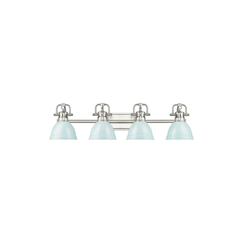 Golden Lighting Duncan 4-Light Vanity Light, Pewter/Seafoam - 3602-BA4PW-SF